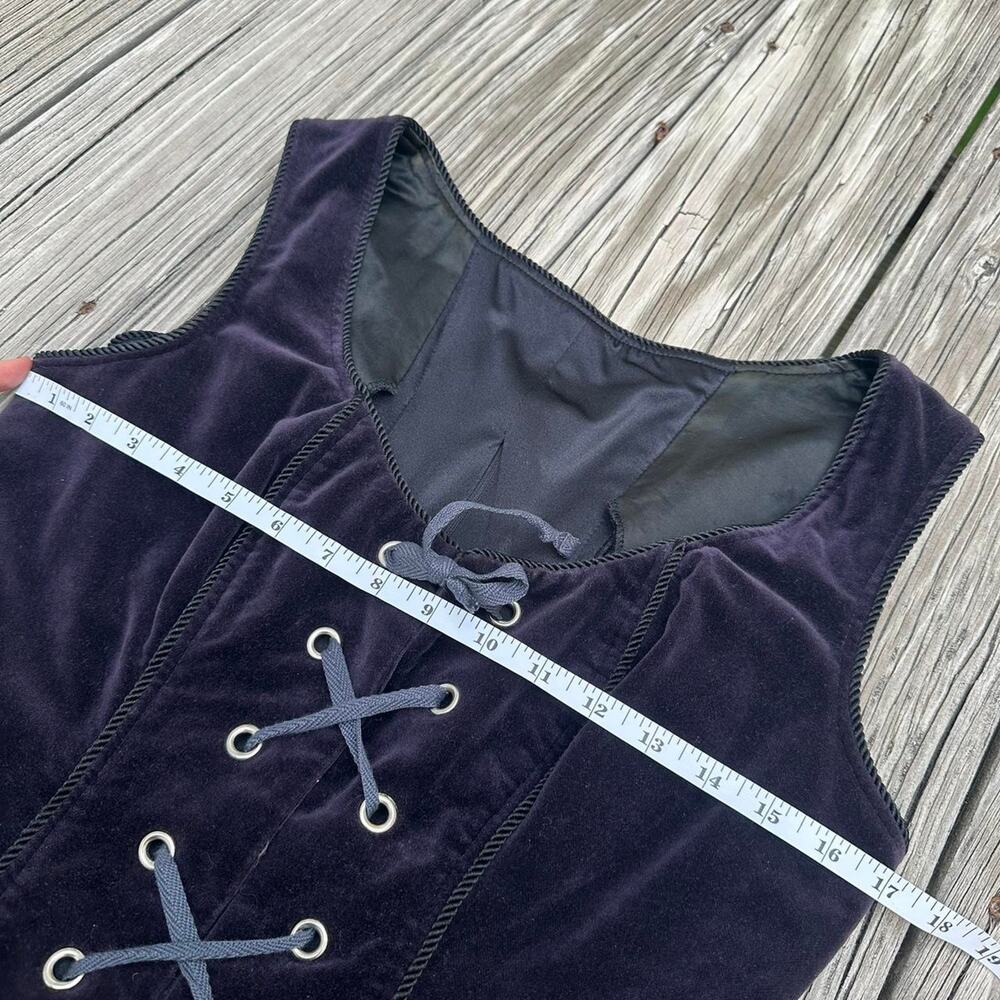 Vintage Shrine of Hollywood Goth Deep Purple Velour Lace Up Corset Top - Size XL - Picture 4 of 8